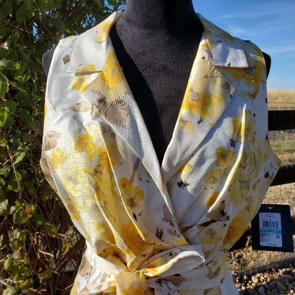 NWT JH Collectibles Yellow Floral Tie Waist Midi Dress Women's Size 16 - Picture 12 of 16